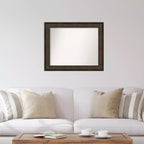 Amanti Art 34"x28" Non-Beveled Ridge Bronze Wall Mirror : Rectangle, Modern Style, Polystyrene Frame