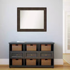 Amanti Art 34"x28" Non-Beveled Ridge Bronze Wall Mirror : Rectangle, Modern Style, Polystyrene Frame