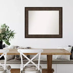 Amanti Art 34"x28" Non-Beveled Ridge Bronze Wall Mirror : Rectangle, Modern Style, Polystyrene Frame