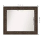 Amanti Art 34"x28" Non-Beveled Ridge Bronze Wall Mirror : Rectangle, Modern Style, Polystyrene Frame