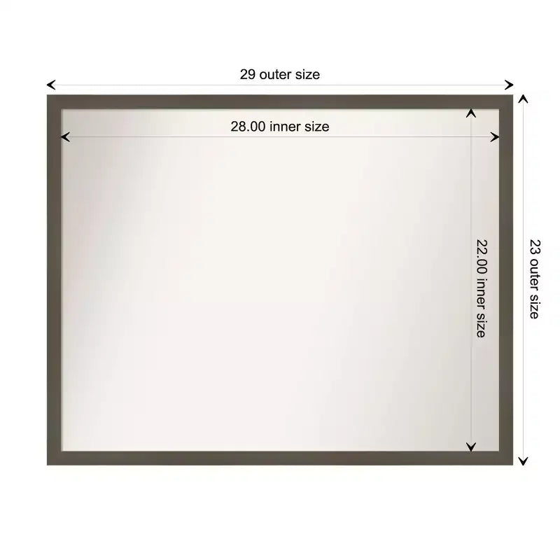 Specchio da parete per bagno in legno grigio argilla Svelte senza smussatura 30" x 24" - Amanti Art