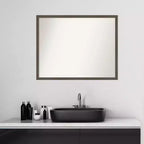 Specchio da parete per bagno in legno grigio argilla Svelte senza smussatura 30" x 24" - Amanti Art