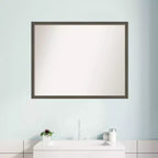 Specchio da parete per bagno in legno grigio argilla Svelte senza smussatura 30" x 24" - Amanti Art