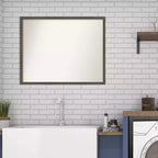 Specchio da parete per bagno in legno grigio argilla Svelte senza smussatura 30" x 24" - Amanti Art