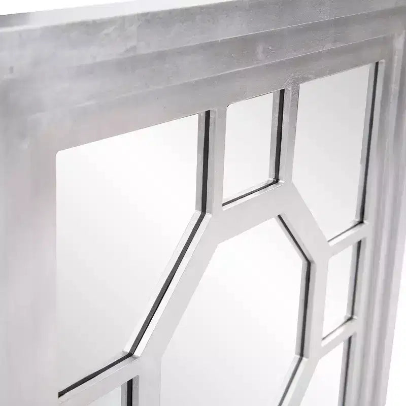 Howard Elliott 24"x24" Square Wood Framed Octagonal Windowpane Accent Mirror: Silver Leaf Finish, Wall Mount, Modern Decor
