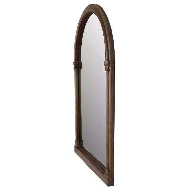 Holli Furniture Traditional Arched Wood Wall Mirror Brown