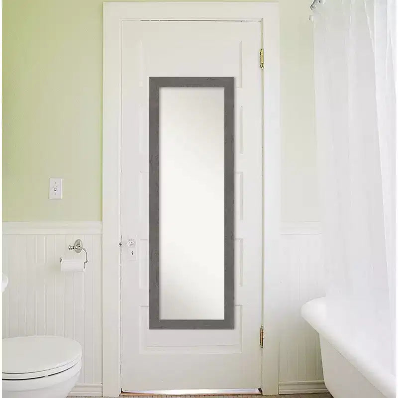 Specchio da porta lungo 18" x 52" Amanti Art - Plancia rustica grigia, non smussata, stretta