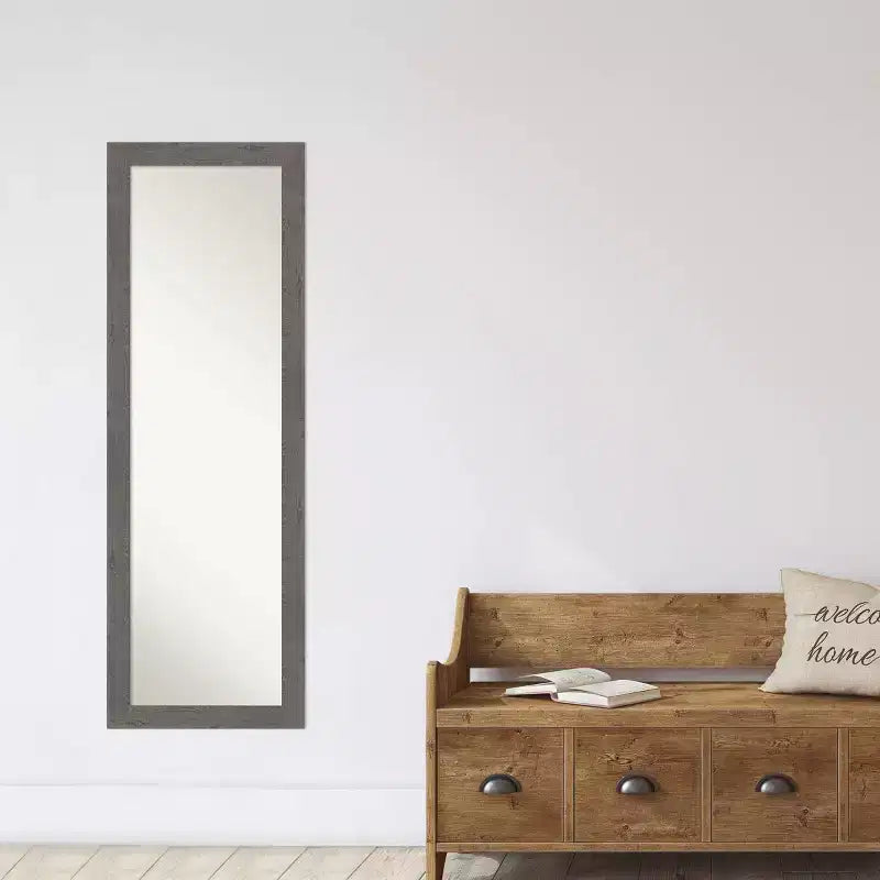 Specchio da porta lungo 18" x 52" Amanti Art - Plancia rustica grigia, non smussata, stretta