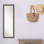 Specchio da porta lungo 18" x 52" Amanti Art - Plancia rustica grigia, non smussata, stretta