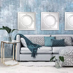 Howard Elliott 20"x20" Square Wall Mirror: Champagne Silver Leaf Trim, Art Deco Style, Wall Mount