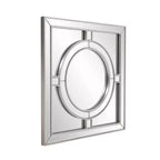 Howard Elliott 20"x20" Square Wall Mirror: Champagne Silver Leaf Trim, Art Deco Style, Wall Mount