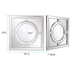 Howard Elliott 20"x20" Square Wall Mirror: Champagne Silver Leaf Trim, Art Deco Style, Wall Mount