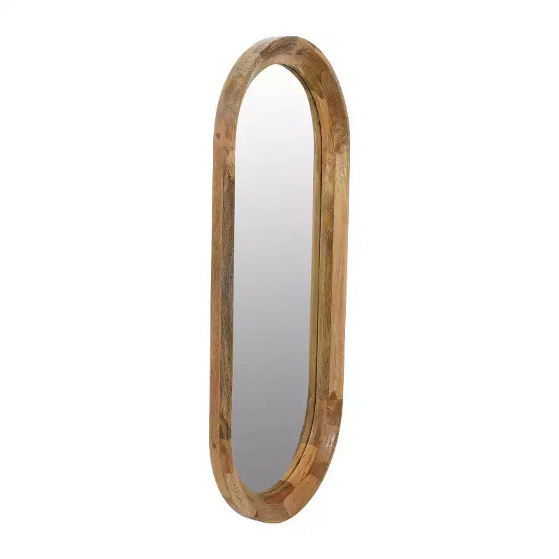 Specchio da parete con cornice ovale in legno naturale Storied Home
