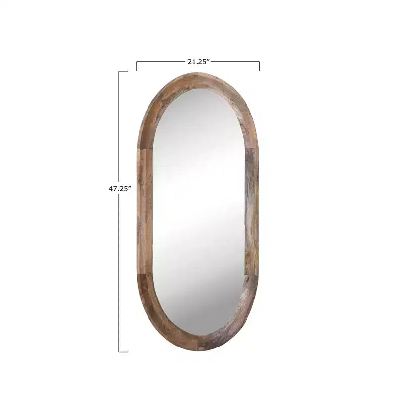 Specchio da parete con cornice ovale in legno naturale Storied Home