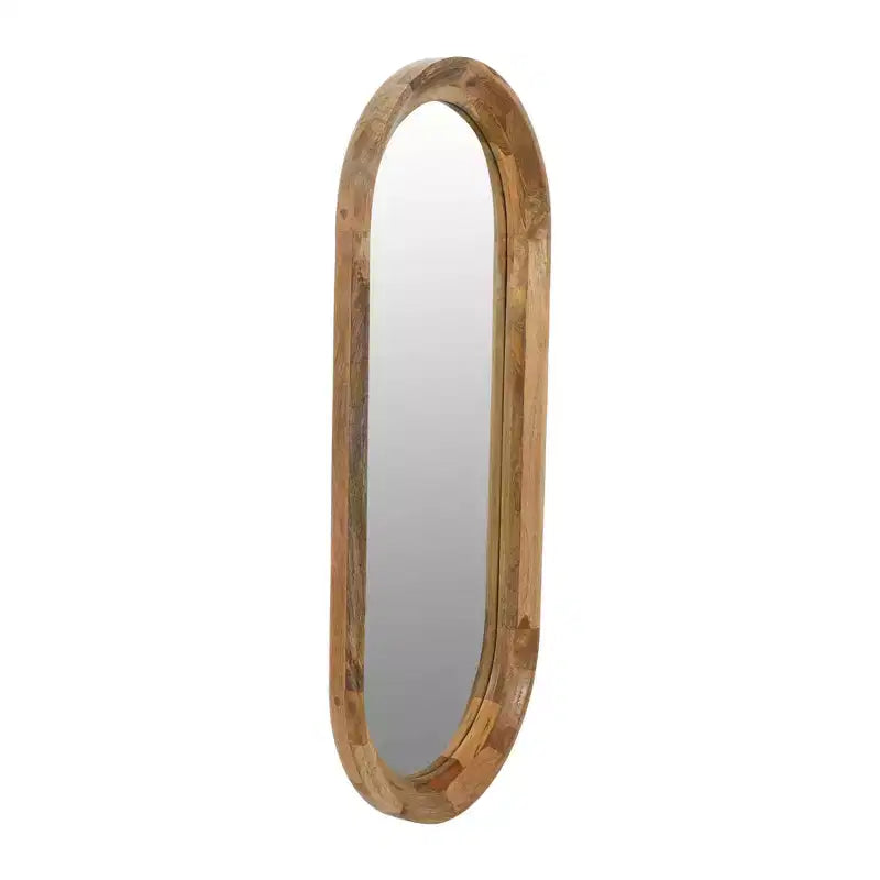 Specchio da parete con cornice ovale in legno naturale Storied Home