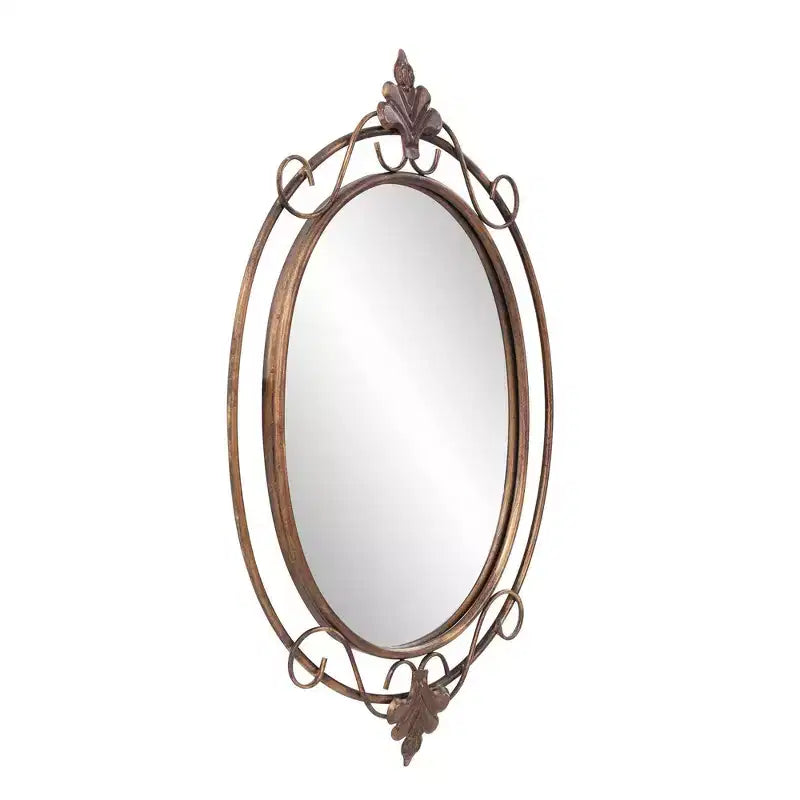 Howard Elliott 33"x21" Decorative Wall and Accent Mirror with Vintage Oval Metal Frame: Antique Gold, No Assembly Required