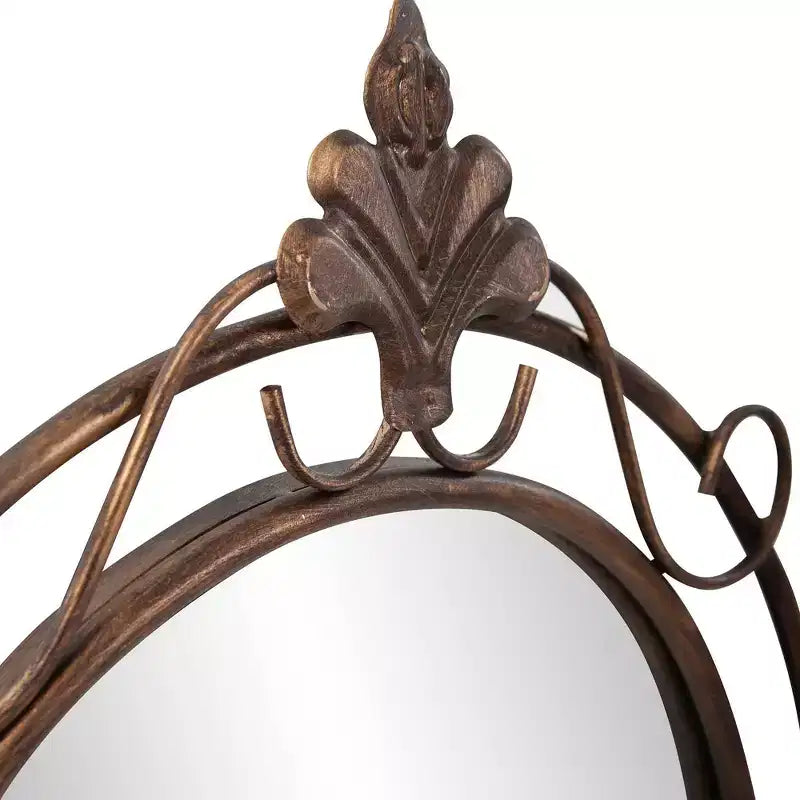 Howard Elliott 33"x21" Decorative Wall and Accent Mirror with Vintage Oval Metal Frame: Antique Gold, No Assembly Required