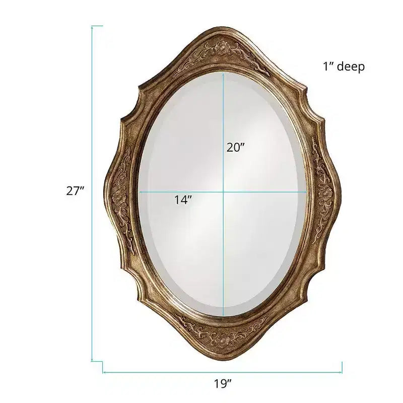 Howard Elliott Specchio da parete ovale 27"x19" con cornice in legno, bronzo
