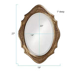 Howard Elliott Specchio da parete ovale 27"x19" con cornice in legno, bronzo