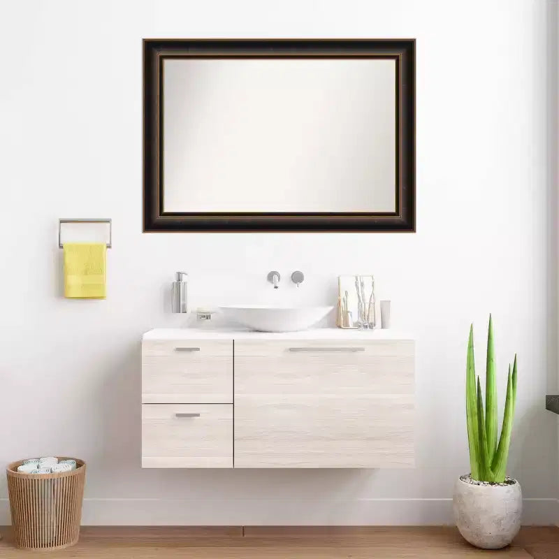 Specchio da parete Villa 42"x30", cornice in bronzo anticato, decorazione moderna - Amanti Art