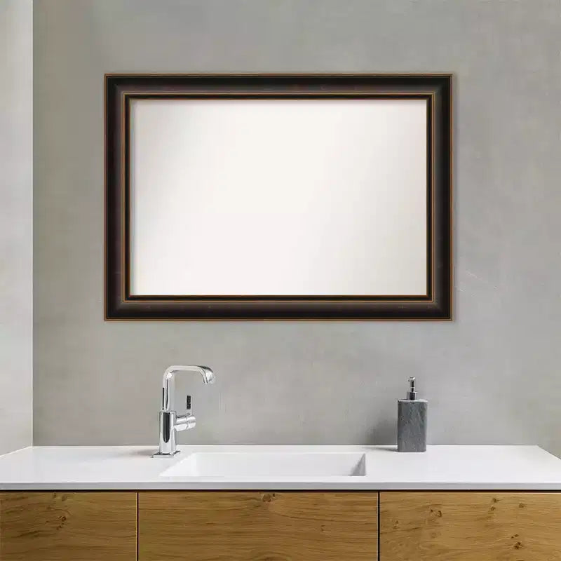 Specchio da parete Villa 42"x30", cornice in bronzo anticato, decorazione moderna - Amanti Art