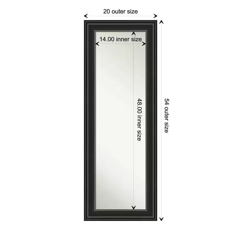 Specchio da appendere alla porta Ridge Black da 50,8x137,2 cm senza smussatura - Amanti Art: da appendere alla porta, nessun assemblaggio richiesto