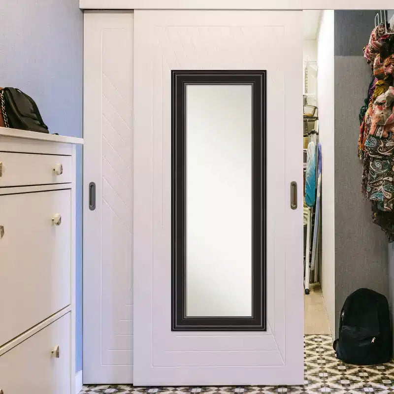 Specchio da appendere alla porta Ridge Black da 50,8x137,2 cm senza smussatura - Amanti Art: da appendere alla porta, nessun assemblaggio richiesto