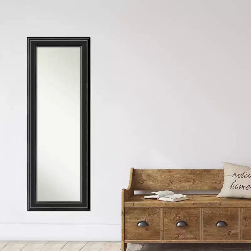 Specchio da appendere alla porta Ridge Black da 50,8x137,2 cm senza smussatura - Amanti Art: da appendere alla porta, nessun assemblaggio richiesto