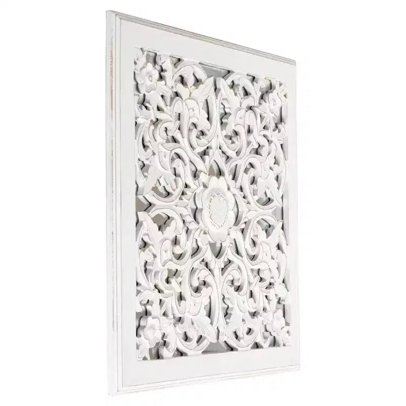 Maia Carved Wall Mirror Medallion White - Brewster