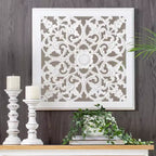 Maia Carved Wall Mirror Medallion White - Brewster
