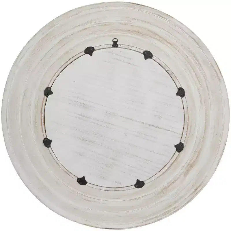 Specchio da parete in legno 89x89 cm effetto sbiancato bianco - Olivia & May: nessun montaggio, cornice in MDF, uso interno