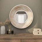 Specchio da parete in legno 89x89 cm effetto sbiancato bianco - Olivia & May: nessun montaggio, cornice in MDF, uso interno