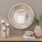 Specchio da parete in legno 89x89 cm effetto sbiancato bianco - Olivia & May: nessun montaggio, cornice in MDF, uso interno