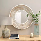 Specchio da parete in legno 89x89 cm effetto sbiancato bianco - Olivia & May: nessun montaggio, cornice in MDF, uso interno