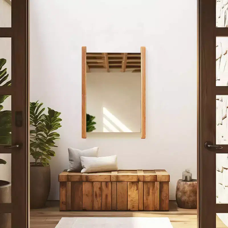 Howard Elliott 22"x16" Natural Wood Side Framed Rectangular Vanity Mirror