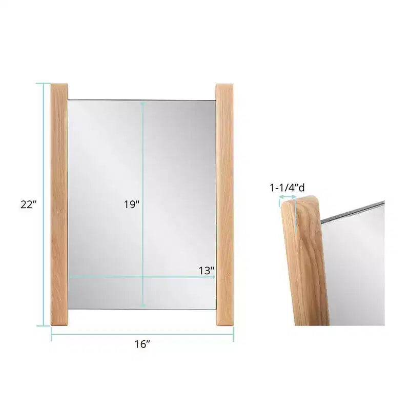 Howard Elliott 22"x16" Natural Wood Side Framed Rectangular Vanity Mirror