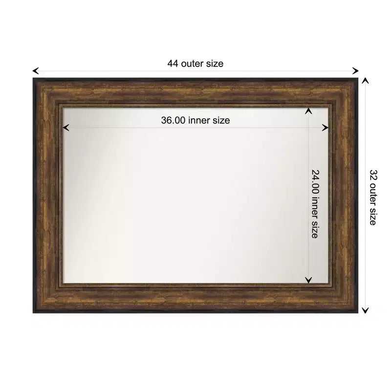 Specchio da parete 44" x 32" in bronzo per sala da ballo senza smussatura - Amanti Art: cornice in polistirolo, arredamento moderno