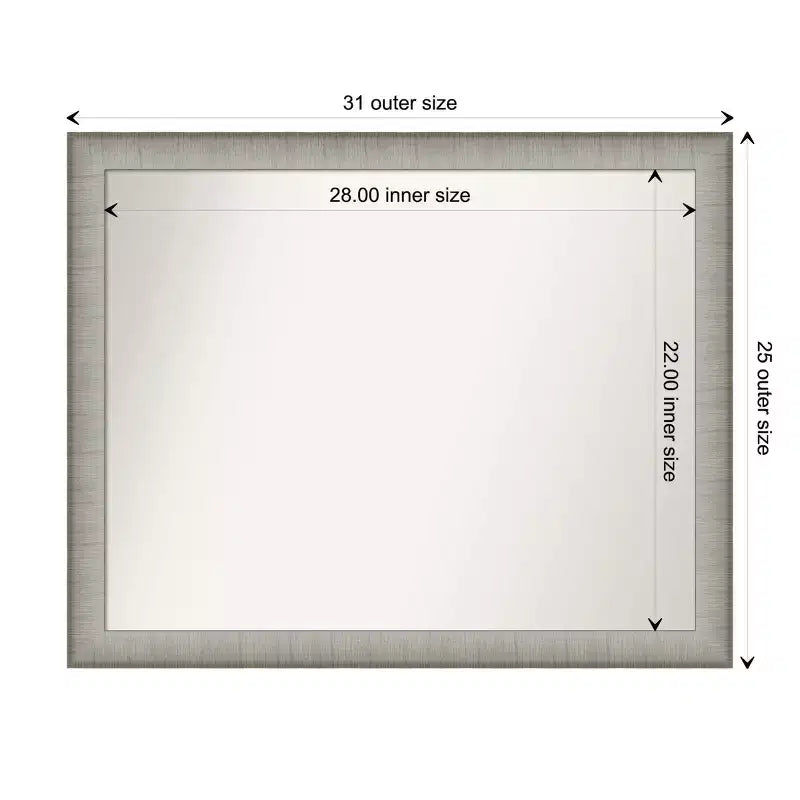 Specchio da parete 31" x 25" non smussato, peltro spazzolato, arredamento moderno per vanity - Amanti Art