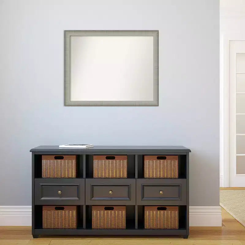 Specchio da parete 31" x 25" non smussato, peltro spazzolato, arredamento moderno per vanity - Amanti Art