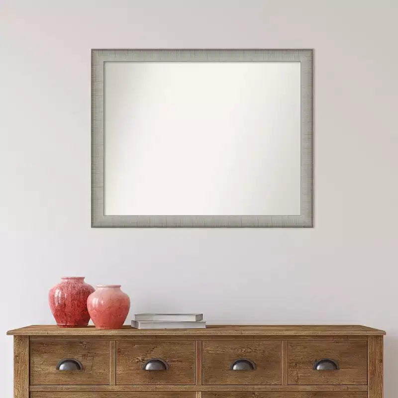 Specchio da parete 31" x 25" non smussato, peltro spazzolato, arredamento moderno per vanity - Amanti Art