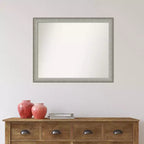 Specchio da parete 31" x 25" non smussato, peltro spazzolato, arredamento moderno per vanity - Amanti Art