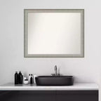 Specchio da parete 31" x 25" non smussato, peltro spazzolato, arredamento moderno per vanity - Amanti Art