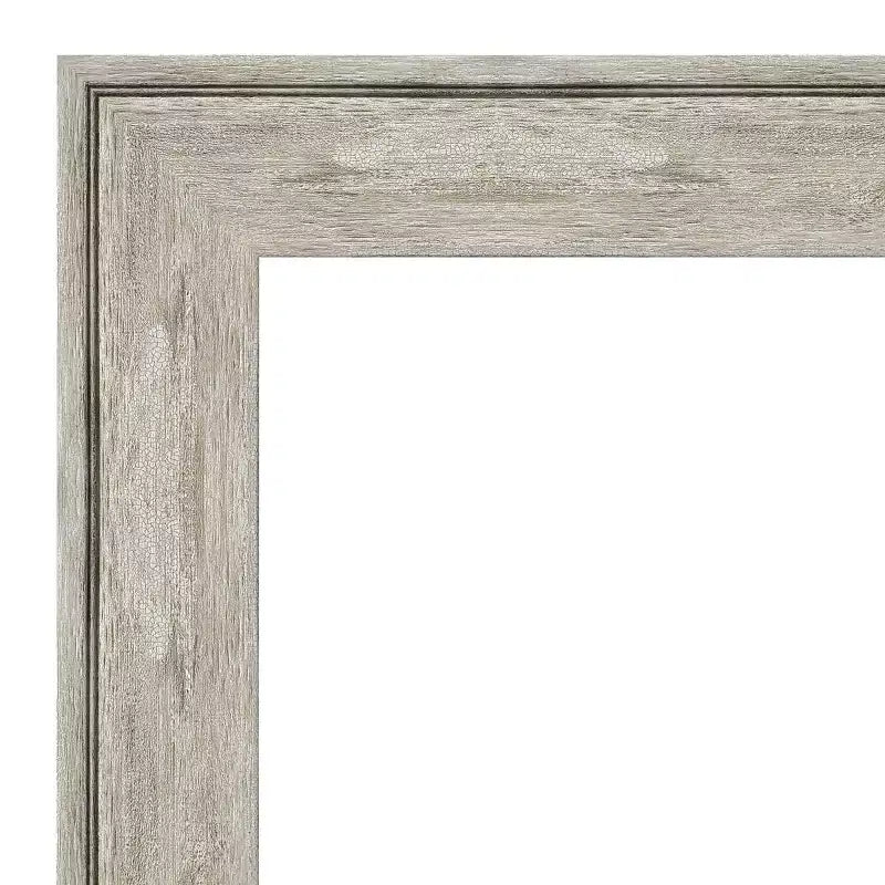 19" x 53" Crackled Framed On the Door Mirror Metallic - Amanti Art: Polystyrene Full Body, Over Door Mount
