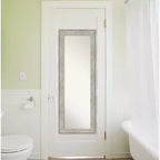 19" x 53" Crackled Framed On the Door Mirror Metallic - Amanti Art: Polystyrene Full Body, Over Door Mount