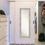 19" x 53" Crackled Framed On the Door Mirror Metallic - Amanti Art: Polystyrene Full Body, Over Door Mount
