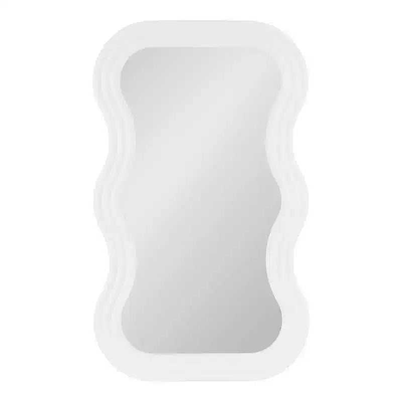 Kate & Laurel All Things Decor 24"x40" Fripp Wavy Wall Mirror Wood White