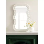Kate & Laurel All Things Decor 24"x40" Fripp Wavy Wall Mirror Wood White