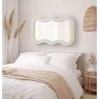Kate & Laurel All Things Decor 24"x40" Fripp Wavy Wall Mirror Wood White