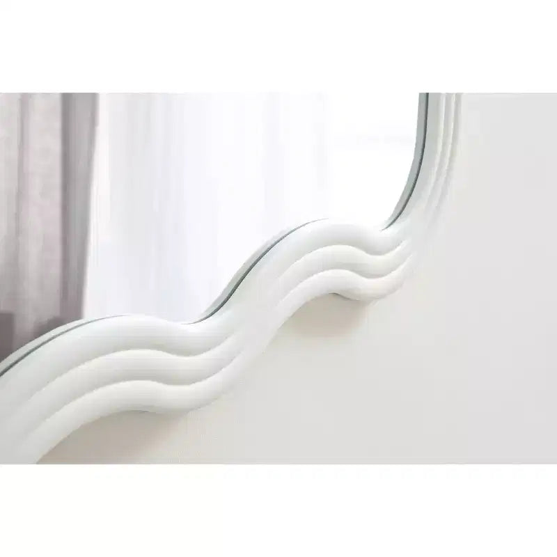 Kate & Laurel All Things Decor 24"x40" Fripp Wavy Wall Mirror Wood White