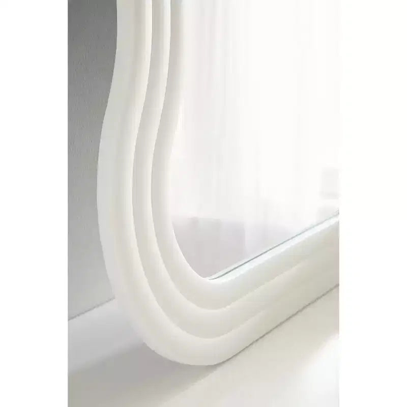 Kate & Laurel All Things Decor 24"x40" Fripp Wavy Wall Mirror Wood White